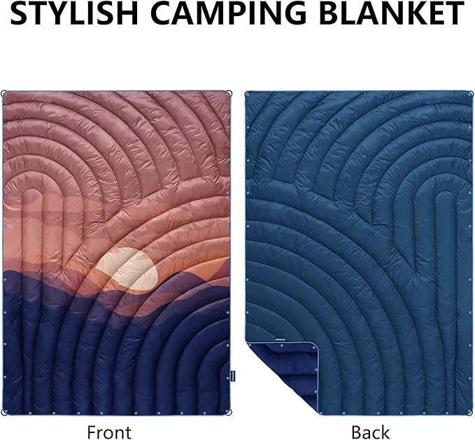 Camping Blanket,Lightweight Puffy Printed Camping Blanket Packable Outdoor Blanket for Camping,Traveling, Stadium, Hiking, Picnics