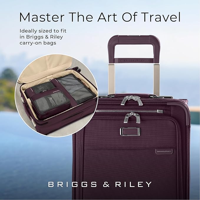 Briggs & Riley Carry on Compression Packing Cube Set - Bag Organizer for Suitcase & Luggage, For Women & Men, Pack Accessories for Vacation - Travel Must Haves, 3-Piece, Plum
