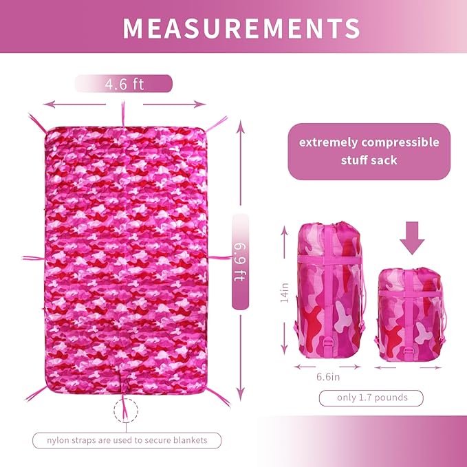 GRVCN Military Blanket - Camping Sleeping Bag with Zipper, Poncho Liner Thermal Insulated Blanket, Lightweight Portable Outdoor Hiking Survival Compression Carry Bag