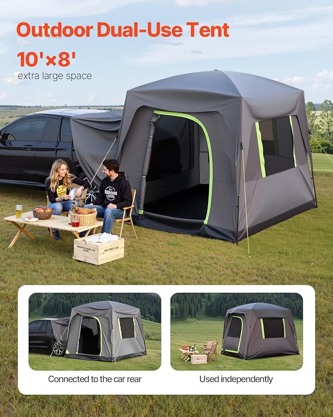 VEVOR SUV and Pickup Truck Camping Tents, Waterproof Double Layer Design with Carry Bag, Accommodates 2-9 Persons for Outdoor Activities