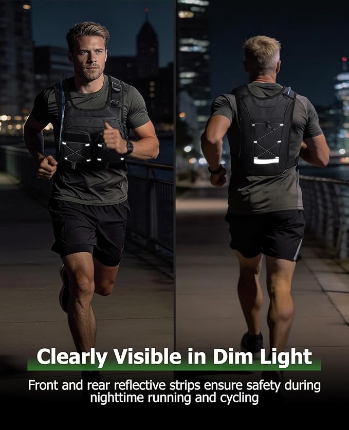 NOOLA Running Vest with 2L Water Bladder, Reflective Hydration Backpack for Men Women, Lightweight Chest Pack with Phone Pocket Adjustable Running Backpack for Marathon Fishing Cycling Hiking