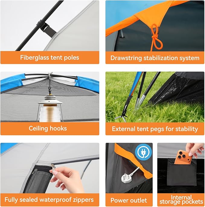 COBIZI 4-6-8-10 Person Camping Tent, Spacious Family Tents for Camping Ideal, Hiking, 3500mm Waterproof Double-Layer Windproof Tent for Hiking & Backpacking
