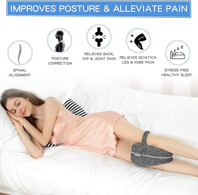 BEAUTRIP Leg Pillow | Ergonomic Side Sleeping Pillows | Memory Foam Knee Pillow with Strap for Side Sleeper | Leg Support Cushion with Removable and Washable Cover