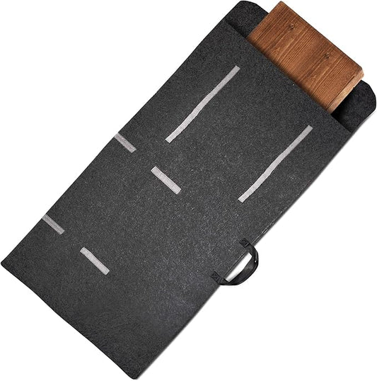 Sorefy Heavy Duty Felt Thick Lined Interier and Exterior Dining Table Leaf Large Storage Bag with Handle to Carry, Water and Scratch Resistant, Adjustable Velcro Closure Up to 29" x 50", Gray…