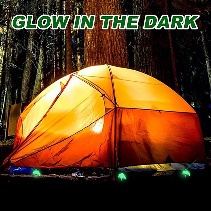 JaGely 10 Pcs 12 Inch Screw in Tent Stakes Heavy Duty Ground Anchors Metal Threaded Spikes Camping Stake Screw in Tent Pegs with Hex Head Driver for Camping Travel Decor Outdoor (Luminous White)