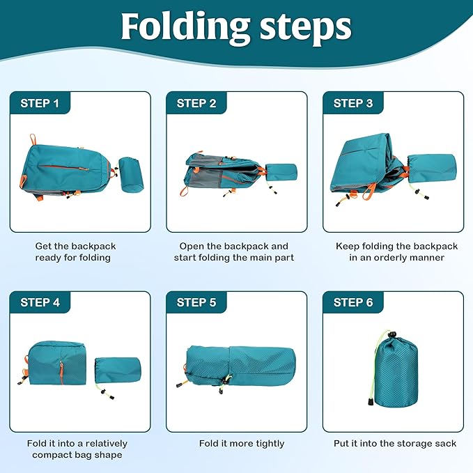5 PCS Lightweight Packable Backpack 16L for Travel Camping Hiking BackPack Waterproof Foldable Daypack for Men Women Running, Cycling, Trekking (5 Corlor)