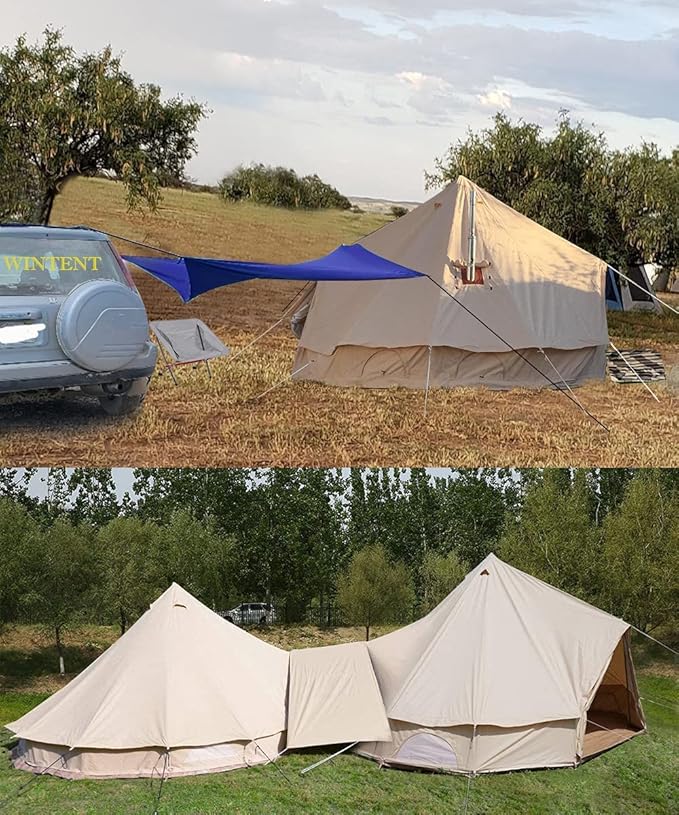 WINTENT 2 Doors All Seasons Cotton Canvas Bell Tent with Stove Jack for Camping 4/6/8/10 Persons