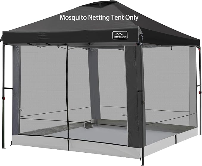 Canopy Universal Mosquito Netting Tent, Converts 10'x10' Canopy Gazebo into Camping Inner Tent, Screen House with Full PE Floors for Outdoor, Backyard. (TOP & Frame NOT Included) Black