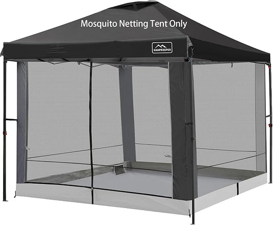Canopy Universal Mosquito Netting Tent, Converts 10'x10' Canopy Gazebo into Camping Inner Tent, Screen House with Full PE Floors for Outdoor, Backyard. (TOP & Frame NOT Included) Black