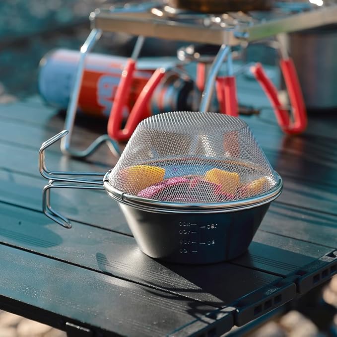 CAMPINGMOON 2pcs Set Stainless Steel Camping Sierra Cup 310ml with 1pc Colander S-220-2P/S-213