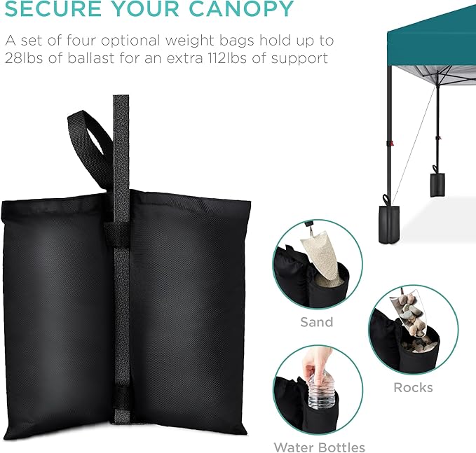 Best Choice Products 8x8ft Pop Up Canopy Tent, Outdoor Shade, 1 Person 1 Minute Set Up, Carry Case, 4 Weight Bags - Cerulean