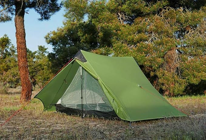 3F UL GEAR Lanshan 2 Person Tent Hiking Ultralight Camping Tent Professional 15D Silnylon Rodless Trekking Pole Tent Waterproof Backpacking Outdoor for Camping, Bivvy