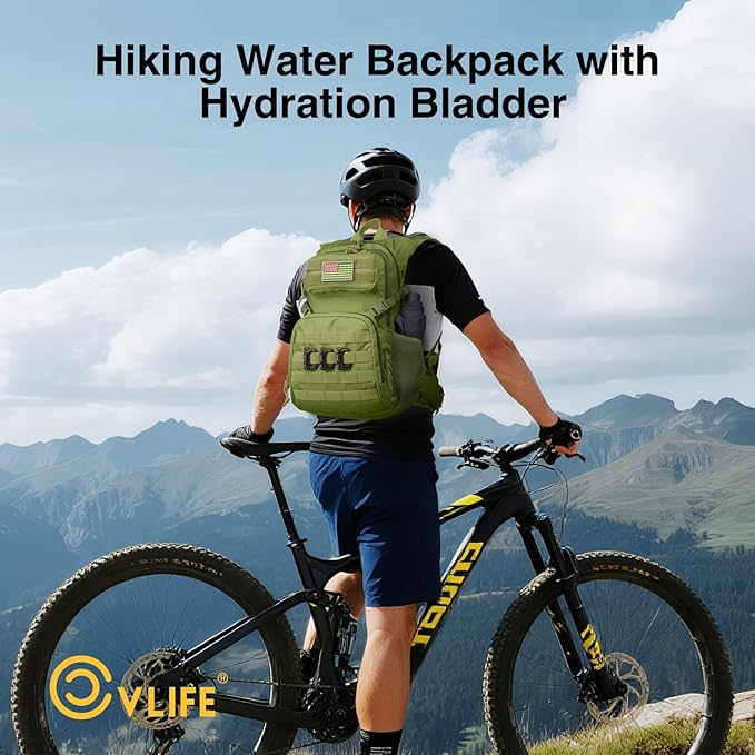 CVLIFE Hydration Backpack with 3L TPU Tactical Water Bladder, 22L Hiking Backpack for Men Women, Heavy Duty Molle Water Backpack with Multiple Compartments for Cycling Running Hunting Camping