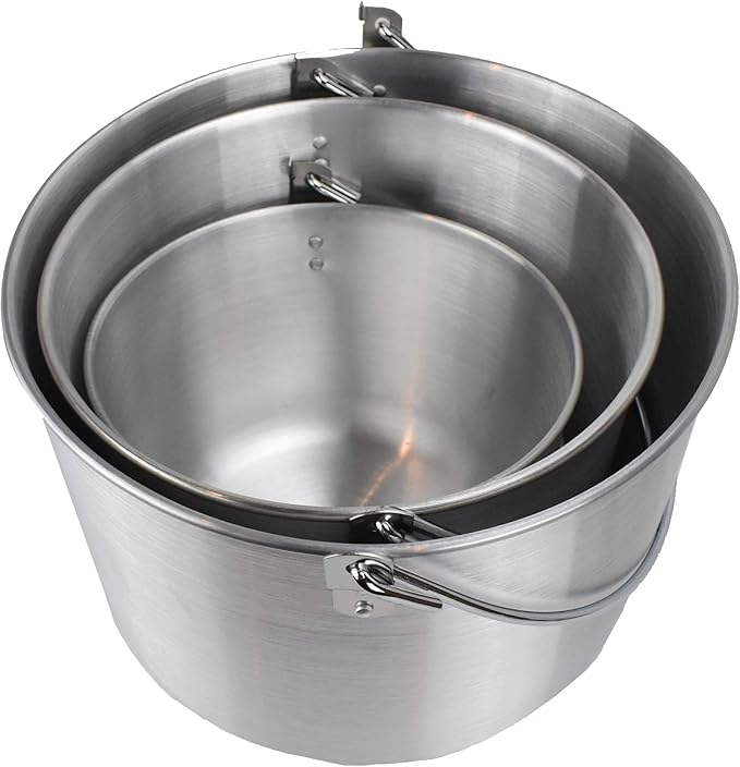 AceCamp Nested Pot Aluminum Lightweight Cooking Pot Set Outdoor Large Stock with lid and folding handle - 4L,8L,12L