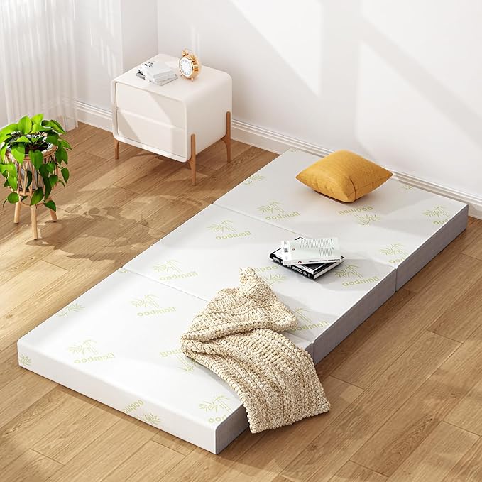 Inofia Full Folding Mattress, 5 Inch Trifold Memory Foam Mattress with Ultra-Soft Removable Cover - for Camping, Guest, and Floor Foldable Bed - Full Size (73" x 52" x 5")