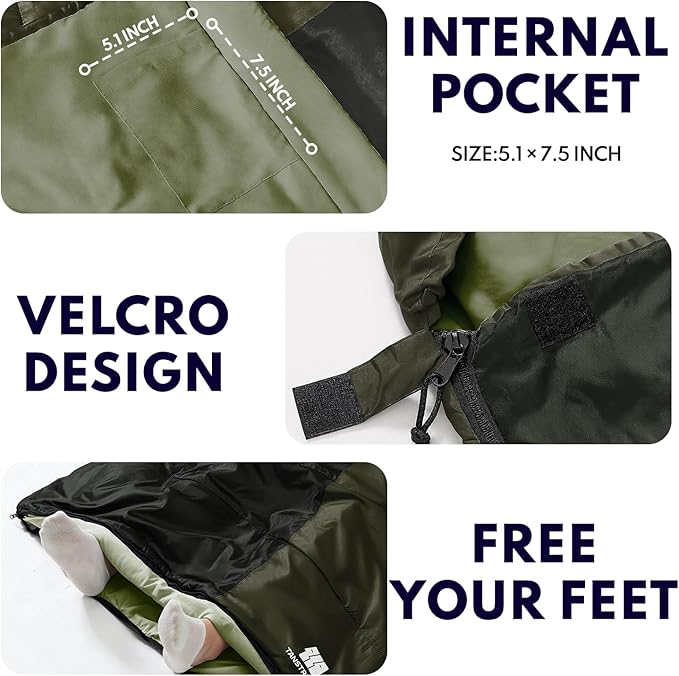 0 Degree XXL Sleeping Bags for Adults Cold Weather,Camping Sleeping Bag with Compression Sack for Winter Hiking, Hunting,Traveling