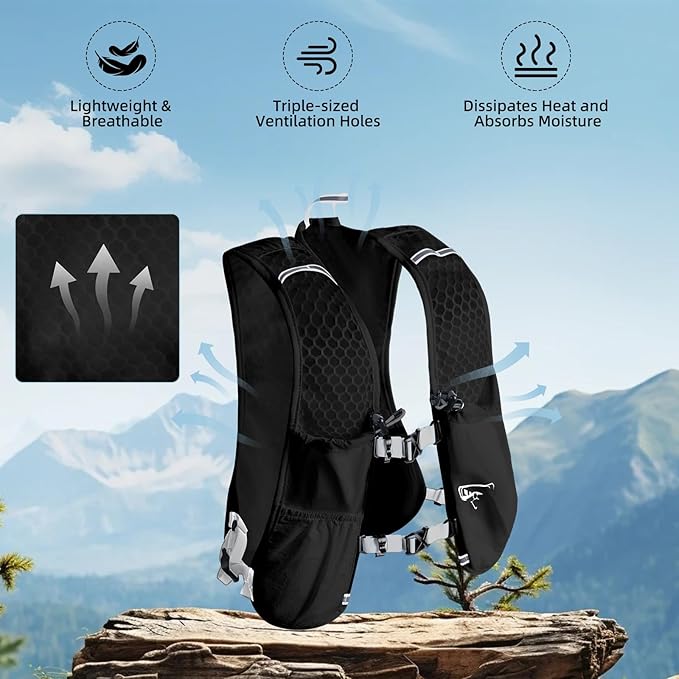 Hydration Backpack for Women Men, Lightweight Running Vest with 1.5L Water Bladder, Breathable Water Backpack for Hiking Running Cycling Climbing-White/Black