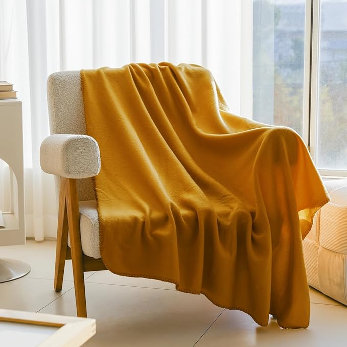 CAI TENG Fleece Throw Blanket Bulk 6 Pack Kid Blankets Soft Lightweight Cozy Polar Fleece 50 x 60 Throws Solid Pet-Friendly Bed Sofa Couch Fleece Fabric Travel Wedding Outdoor Mustard Yellow