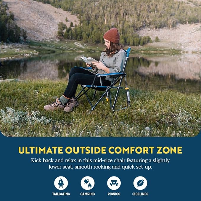 GCI OUTDOOR Kickback Rocker Outdoor Rocking Chair with Beverage Holder