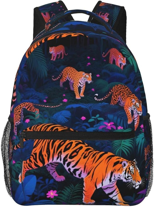 Rucksack Multipurpose Anti-Theft Big Capacity Shoulder Bag, Tige Rainforest Art Travel Hiking Camping Rucksack With Side Pockets