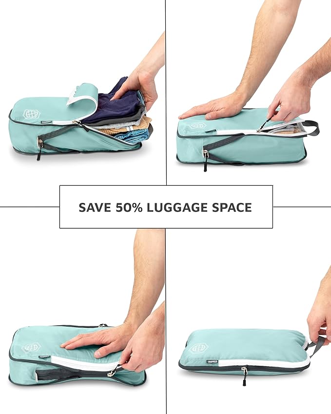 Compression Packing Cubes Set for Carryon Suitcases- Lightweight, Durable Clothes Organizer