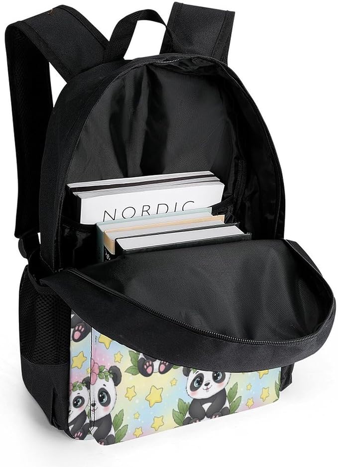 Outdoor Backpack Gym Bag Cute Rainbow Panda Outdoor Activities with Big Capacity Daypack, College Bookbag