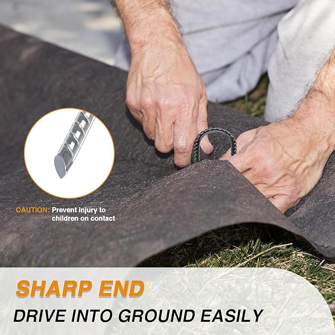 12 Inch Rebar Stakes Heavy Duty, 10 Pack Garden Stake J-Hook, Electrostatic Rust Proof Metal Stakes for Tent, Landscape,Outdoor Decorations, Fabric Ground Cover, Tube Fixing (Black, J-12in-10pc)