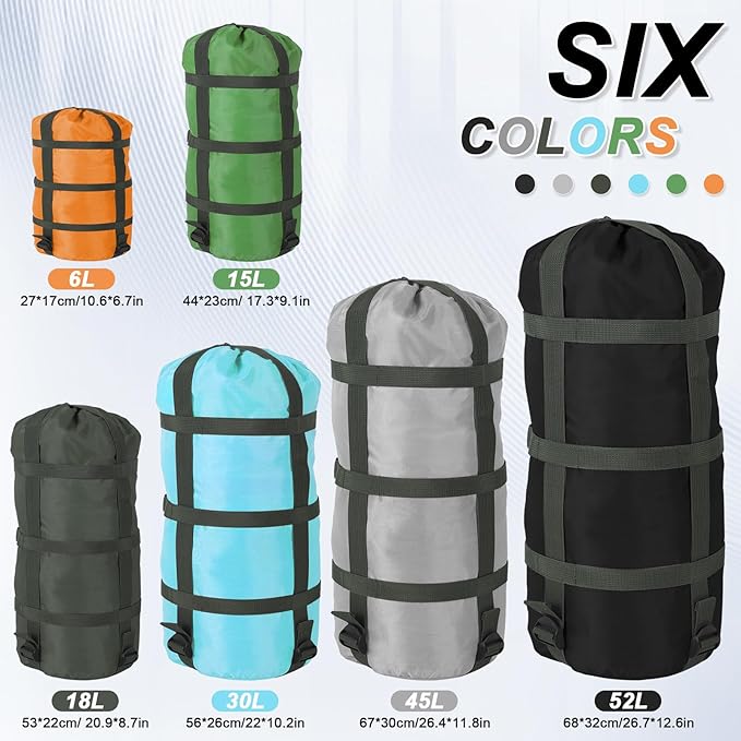 Compression Sacks Ultralight Sleeping Bag Stuff Sack Nylon Compression Stuff Sacks Water Resistant Compression Bag for Backpacking Camping Space Saving Hiking Gear Outdoor
