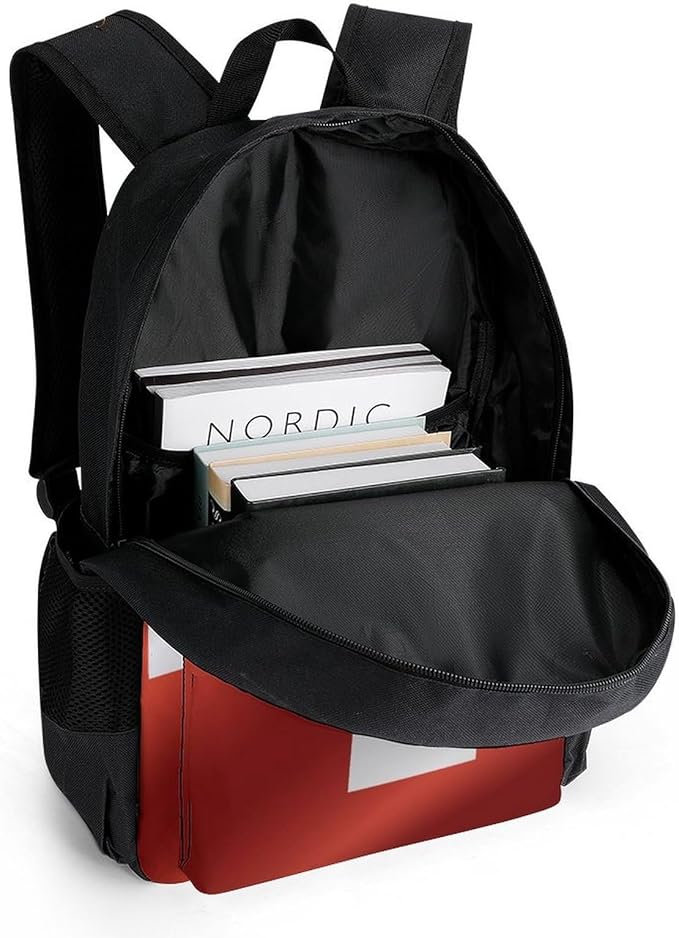 Men Women Polyester Flag Of Switzerland Backpack Large Capacity Bookbag With Smooth Zippers for Climbing Picnic Bicycle