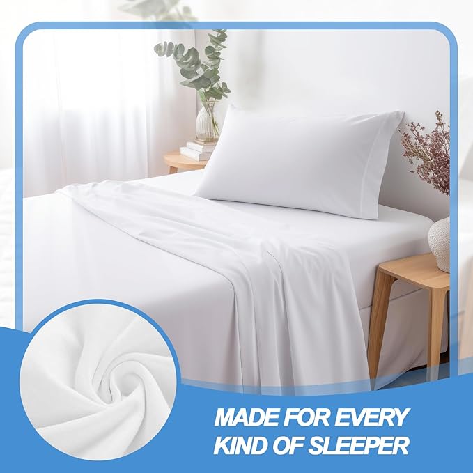 Peryiter 3 Pcs Queen Air Mattress Sheets Set Deep Pocket Fitted Sheets for 16-23 Inch Bed, Fitted Sheet with Inflation Opening, Soft Breathable Sturdy for Guests, Camping, Rvs(Queen Size, White)