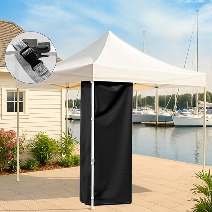 EAGLE PEAK Portable Privacy Tent Changing Room for Pop Up Canopy Fits Canopies with Cross Bars Outdoor Hanging Privacy Curtain 29.5" L x 29.5" W x 80.7" H, Black