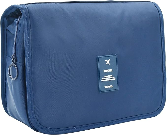 Trawila Travel Hanging Toiletry Bag Cosmetic Bag Makeup Organizers for Men & Women with Sturdy Hook (Dark blue)