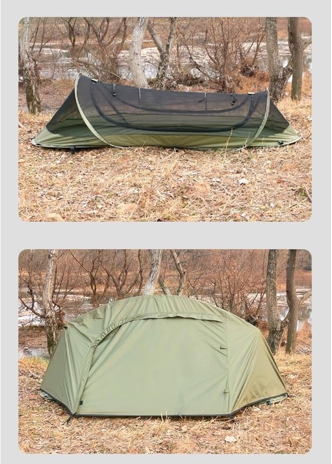 Waterproof Ultralight Backpacking bivy Tent | Freestanding 1-Person Tents for Camping/bivy/Hiking |，pop up Tent, Mosquito-Proof Outdoor Shelter