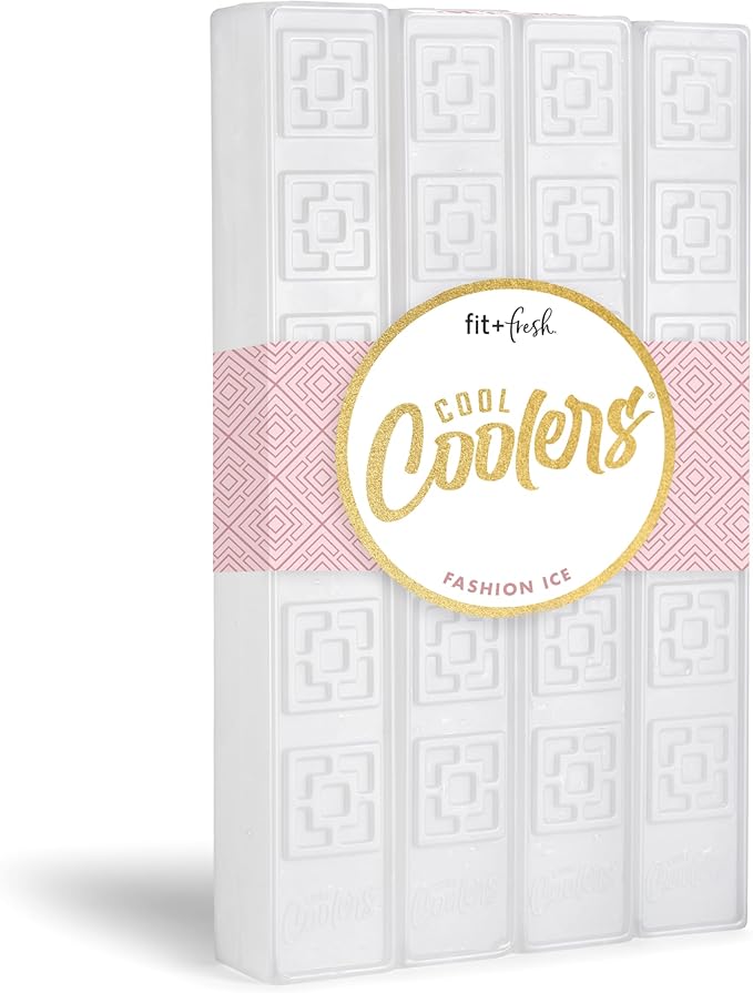 Cool Coolers XL Fashion Icicles by Fit + Fresh, 4pk Ice Pack Sticks for Coolers, Freezer Packs for Lunchboxes, Pearl White