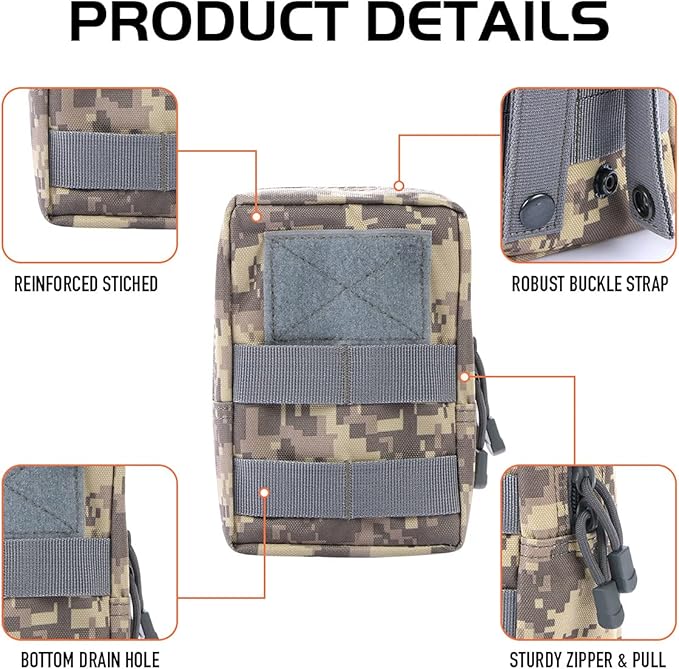 Gogoku 4-Pack Molle Pouch Tactical Molle Pouches Compact Utility EDC Waist Bag Pack