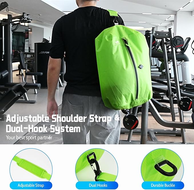 Zurligi Travel Vacuum Bags with Shoulder Strap & Mini Pump – IPX8 Waterproof Vacuum Seal Reusable 39L Carry-On Compression Bags for Clothes, Suitcase & Luggage(2-Pack, Green)