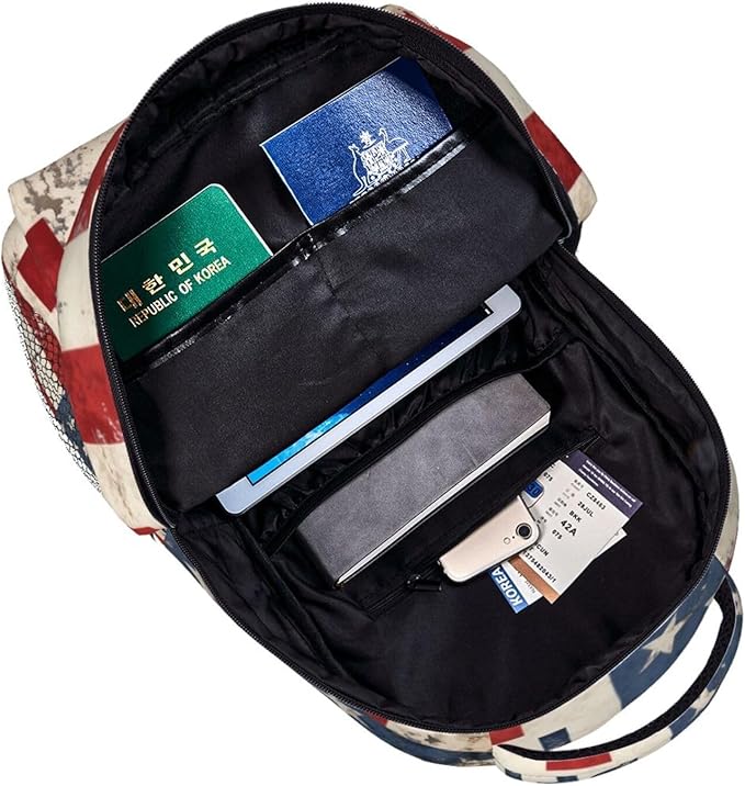 Polyester Daypack Bookbag for Gym Business Bicycle, Large Capacity Multipurpose Anti-Theft Carry On Bag, America 250th Anniversary USA Patriotic Freedom Art Travel Hiking Daypack