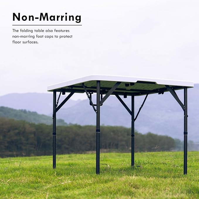 Small White Table, Foldable Table with Foldable, Easy to Carry, for Family Gatherings, Outdoor Gatherings, Indoor