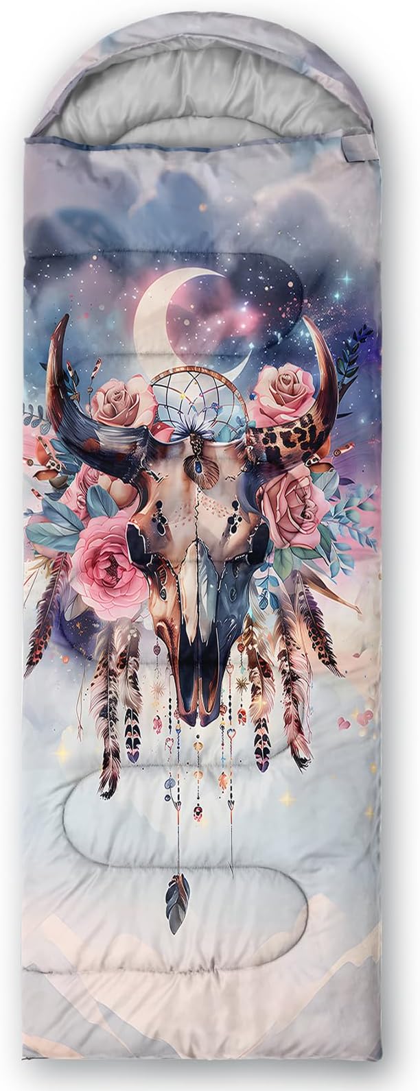 AILONEN Kawaii Puppy Sleeping Bag for Kids Boys Girls,Warm and Cool Weather,Lightweight,Waterproof Backpacking,Cartoon Cute Dog & Duck Animal Themed Blue Sleeping Bag for Camping