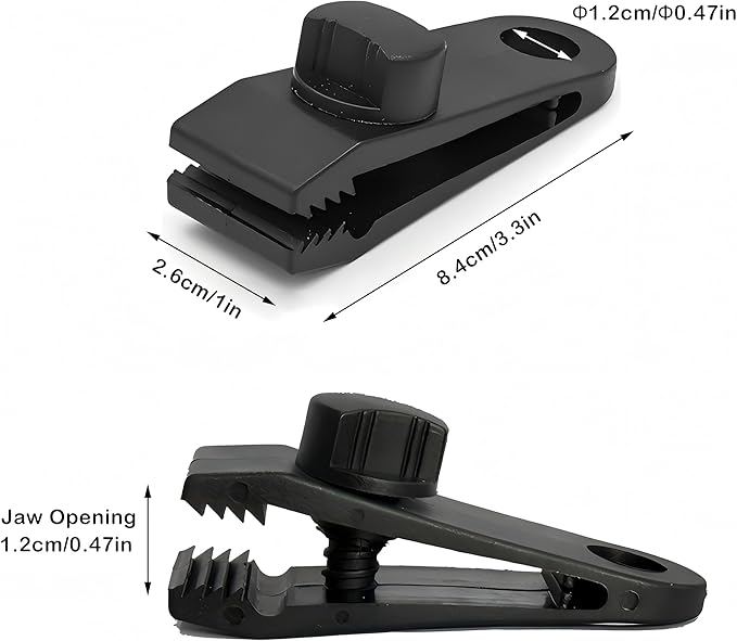 12pcs Heavy Duty Tarp Clips with Lock Grip - Windproof Tent Clamps for Camping, Canopies, Pool Covers, Reusable Multi-Purpose Clips