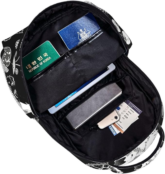 Men Women Polyester Goth Spirit Board Witch Rabbit Black Art Daypack Big Capacity Shoulder Bag With Adjustable Shoulder Straps for Camping Travel Walking Cycling