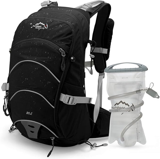 IX INOXTO 20L Hydration Backpack, Waterproof Hiking Internal Frame Backpacks with 2L Hydration Water Bladder and Rain Cover for Men, Lightweight Travel Daypack for Cycling,Camping,Ski (black)