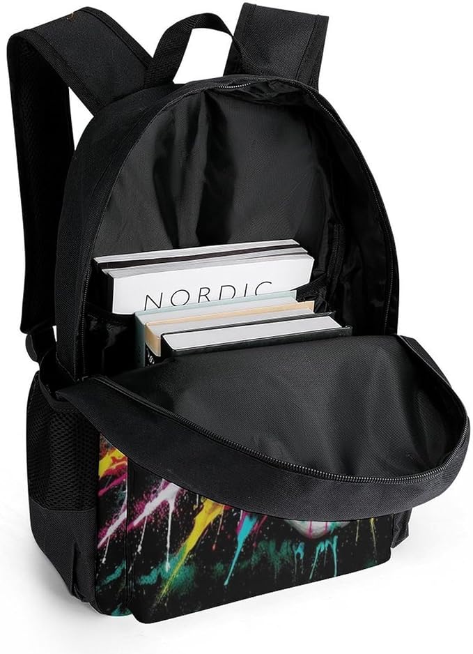 Adults Lightweight Classic And Cool Skull Tie Dye Shoulder Book Bags Big Capacity Shoulder Bag With Adjustable Shoulder Straps for Trekking Work Walking Cycling