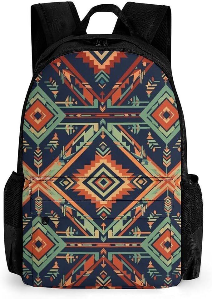 Lightweight Daypack for Camping Business Walking Cycling, Large Capacity Anti-Theft Multipurpose Bookbag, Floral Aztec Ethnic Tribal Gym Outdoor Hiking Backpack