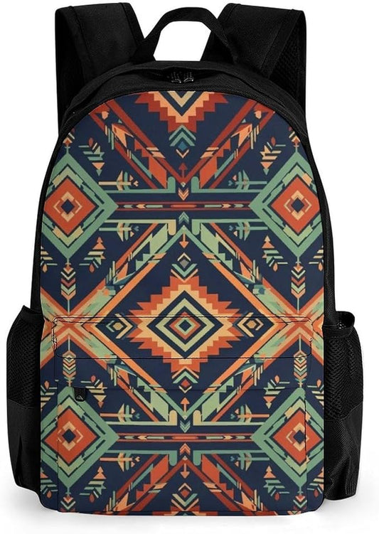 Lightweight Daypack for Camping Business Walking Cycling, Large Capacity Anti-Theft Multipurpose Bookbag, Floral Aztec Ethnic Tribal Gym Outdoor Hiking Backpack