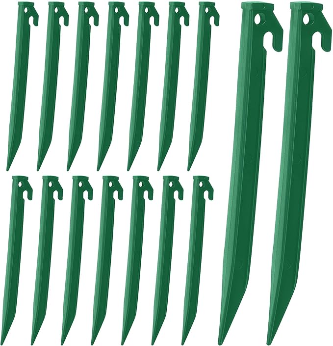 Aodaer 16 Pieces Plastic Inflatable Stakes 8.8 Inch Christmas Halloween Yard Stakes Heavy Duty Anchor Replacement Inflatable Accessories for Garden Outdoor Inflatable Decorations, Green