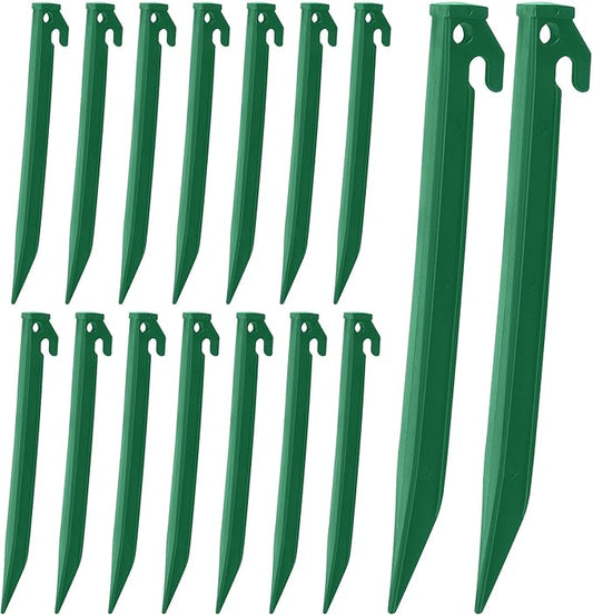 Aodaer 16 Pieces Plastic Inflatable Stakes 8.8 Inch Christmas Halloween Yard Stakes Heavy Duty Anchor Replacement Inflatable Accessories for Garden Outdoor Inflatable Decorations, Green