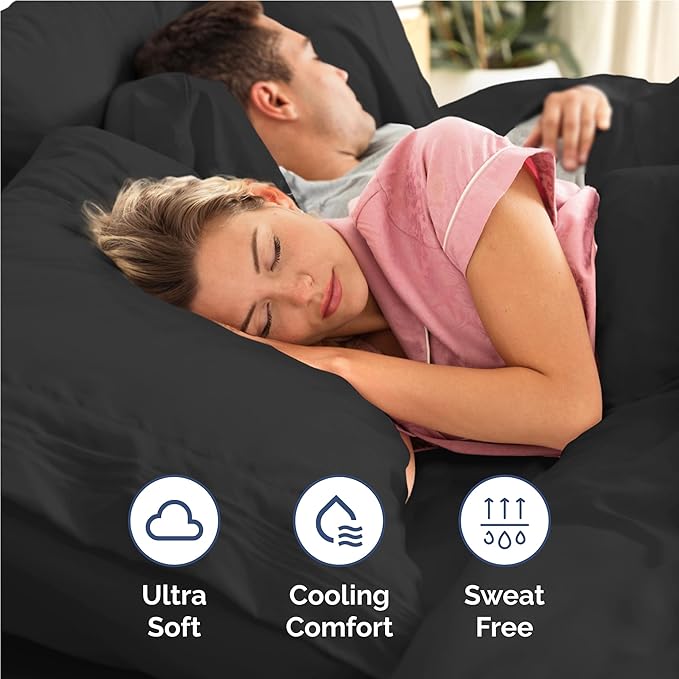 Twin XL Size 3 Piece Sheet Set - Comfy Breathable & Cooling Bed Sheets Set - Hotel Luxury Bedding for Women, Men, Kids, Teens, Boys & Girls - Deep Pockets, Ultra-Soft, Wrinkle Free - Oeko-Tex - Black