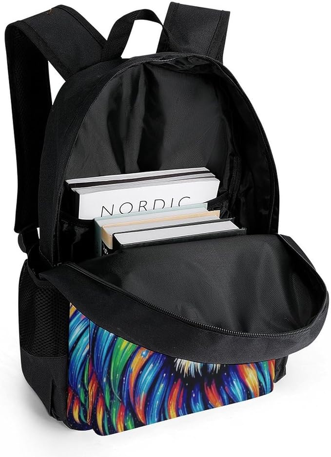 Daypack Lightweight Multipurpose Anti-Theft Galaxy Lion Art Shoulder Bag Large Capacity Laptop Book Bag Rucksack With Adjustable Shoulder Straps