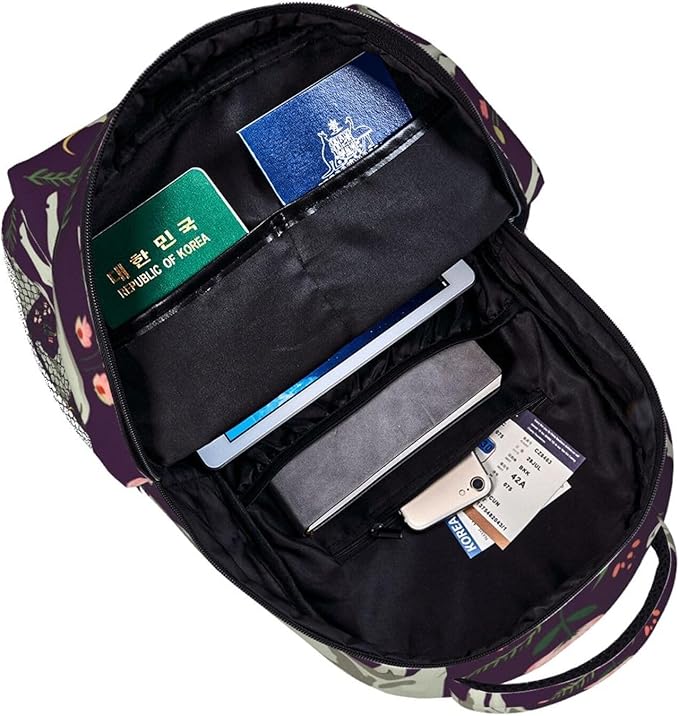 Men Women Polyester Brahman Cow Floral Backpack Large Capacity Bookbag With Smooth Zippers for Climbing Picnic Bicycle